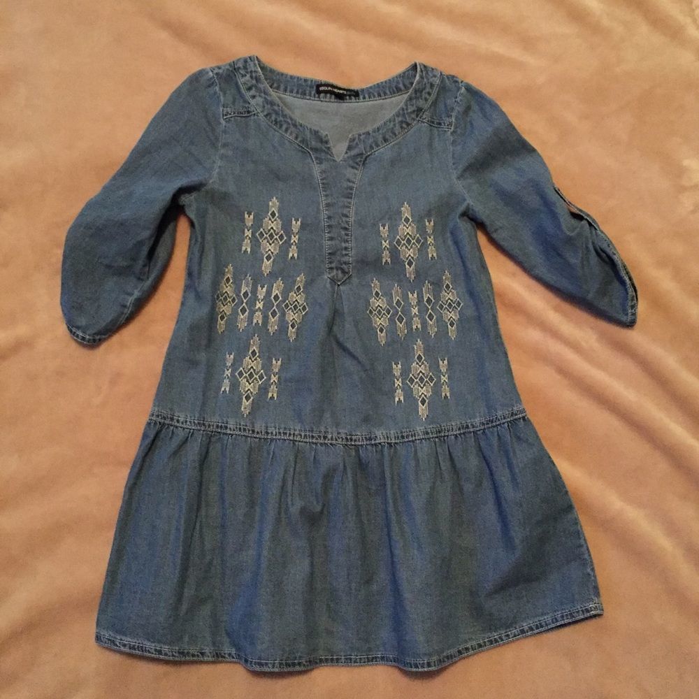 Aztec Embroidered Chambray Dress